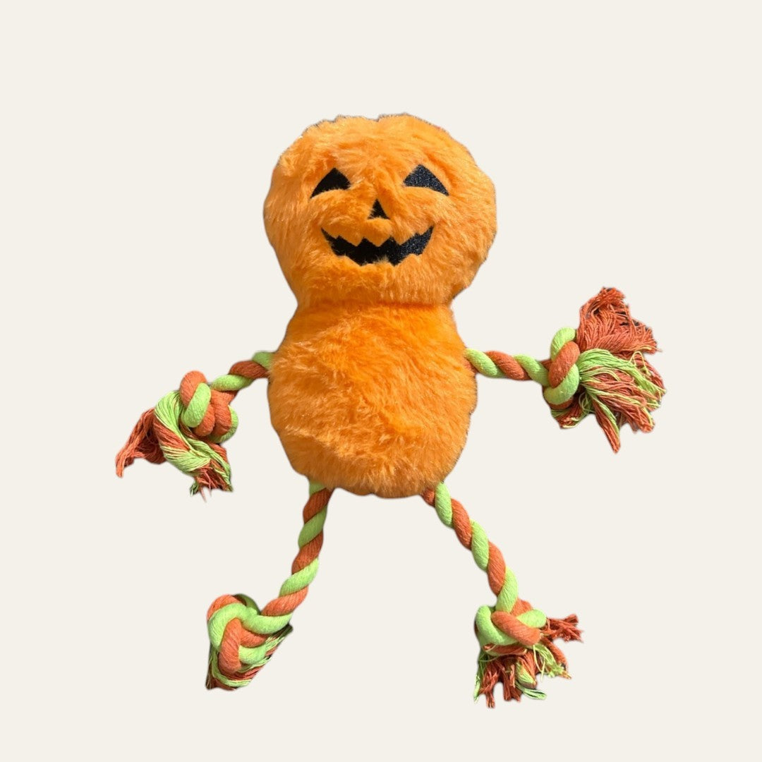 Halloween Pumpkin Squeaky Rope Toy