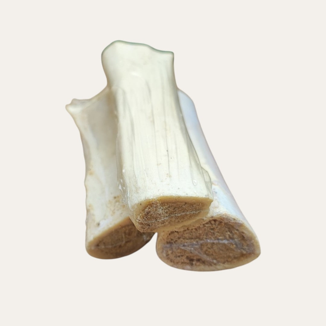 Buffalo White Tibia Bone Stuffed with Buffalo Meat| 6 Inch