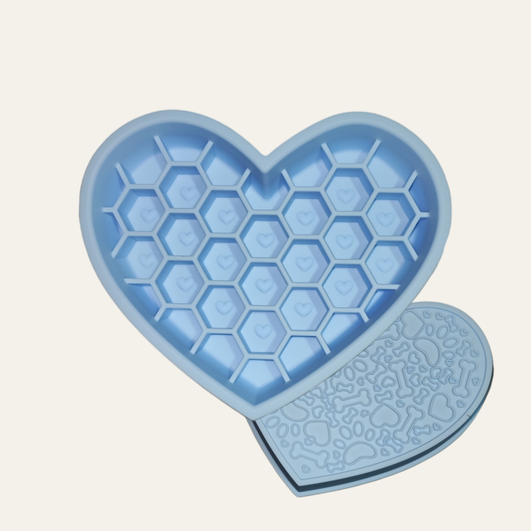 "Lot's of Love" | 2 in 1 Slow Feeder & Licki Mat, Blue