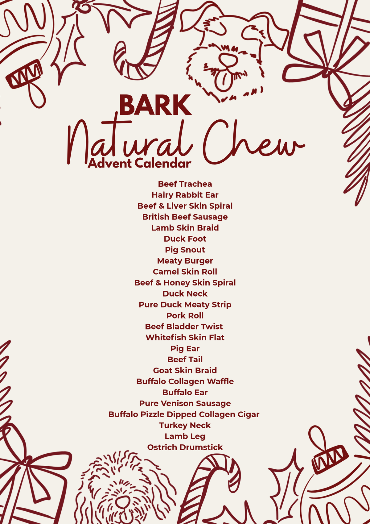 BARK Advent Calendar 100% Natural Chews - 25 Days | Calendar Checkout Only