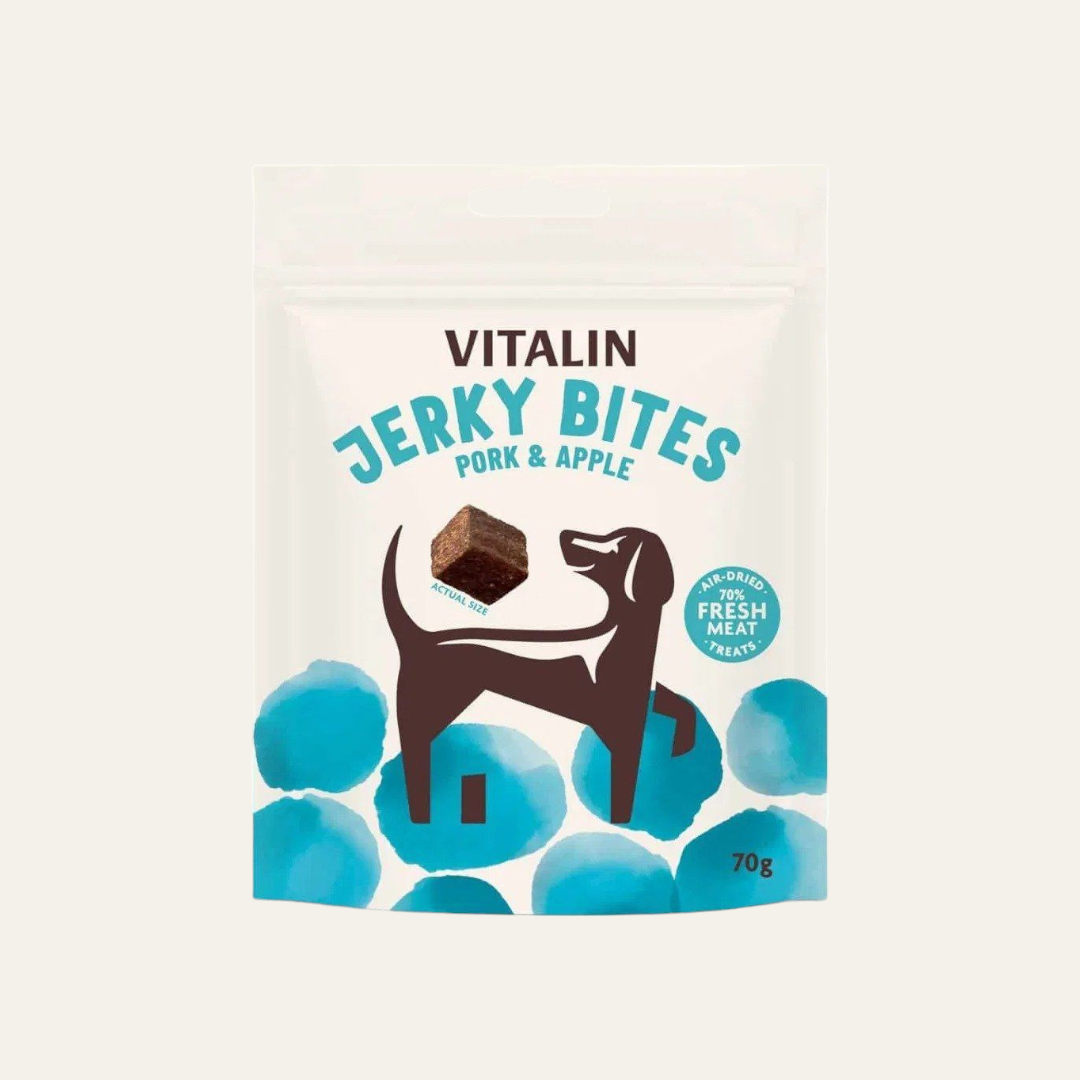 Vitalin Jerky Bites Pork & Apple Air Dried Dog Treats 70g