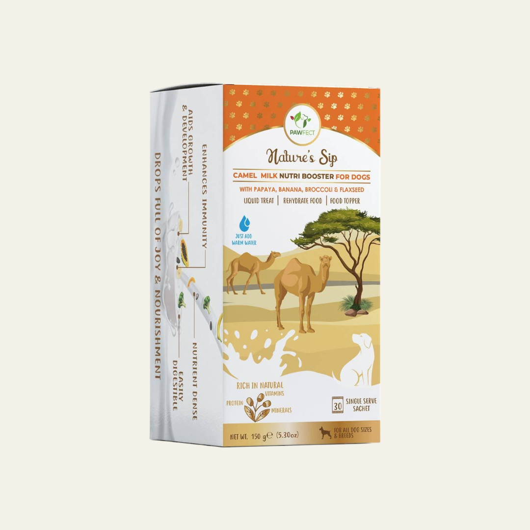 Pawfect Nature's Sip Camel's Milk with Papaya, Banana, Broccoli & Flaxseed | SINGLE Sachet