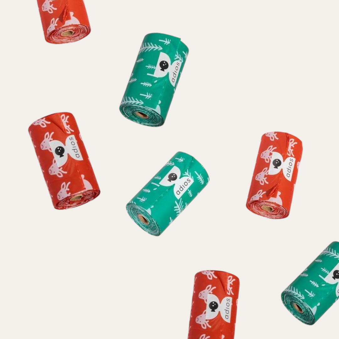 Adios Christmas Compostable Poo Bags | Single Roll