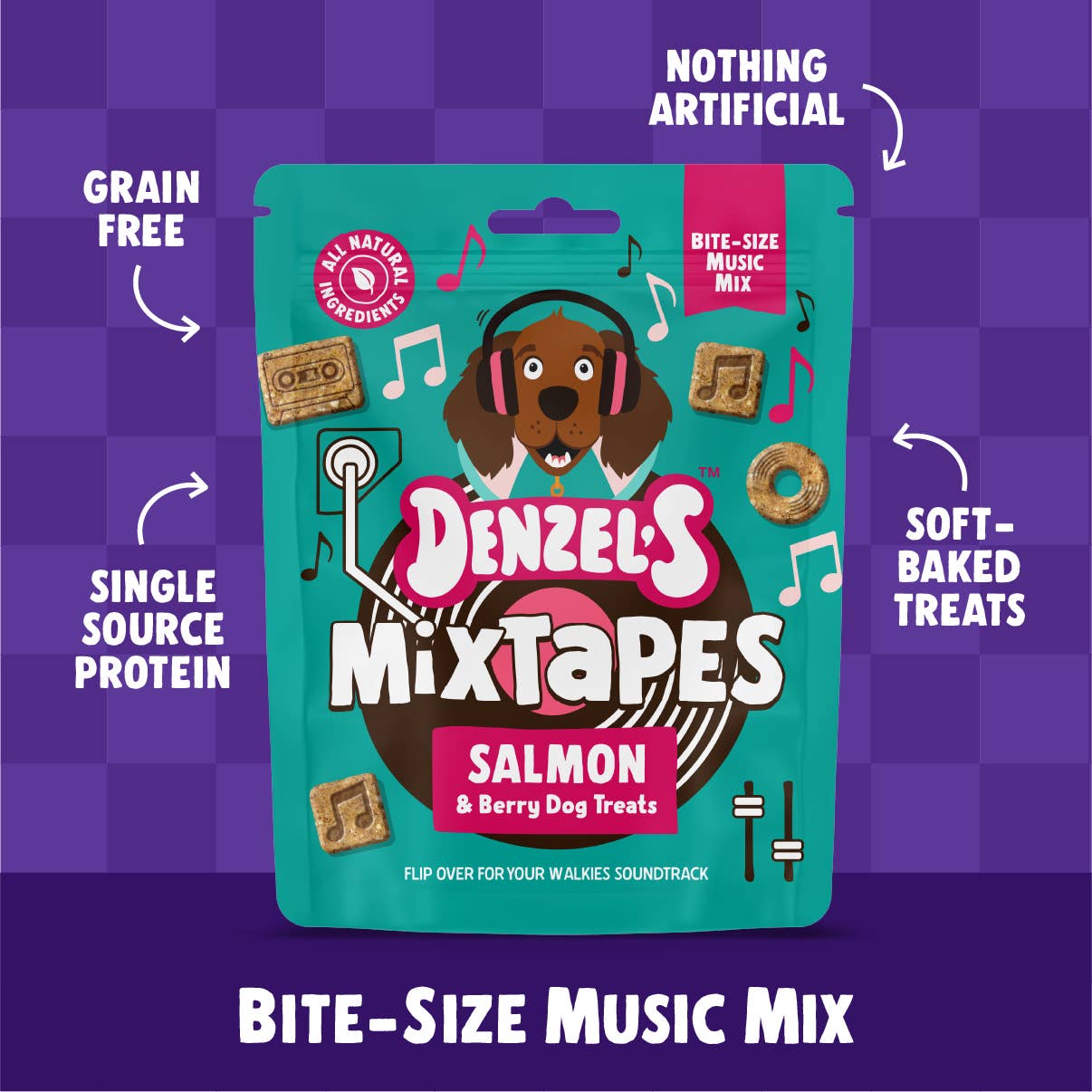 Denzel’S Mixtapes Salmon & Berries Dog Treats 90g