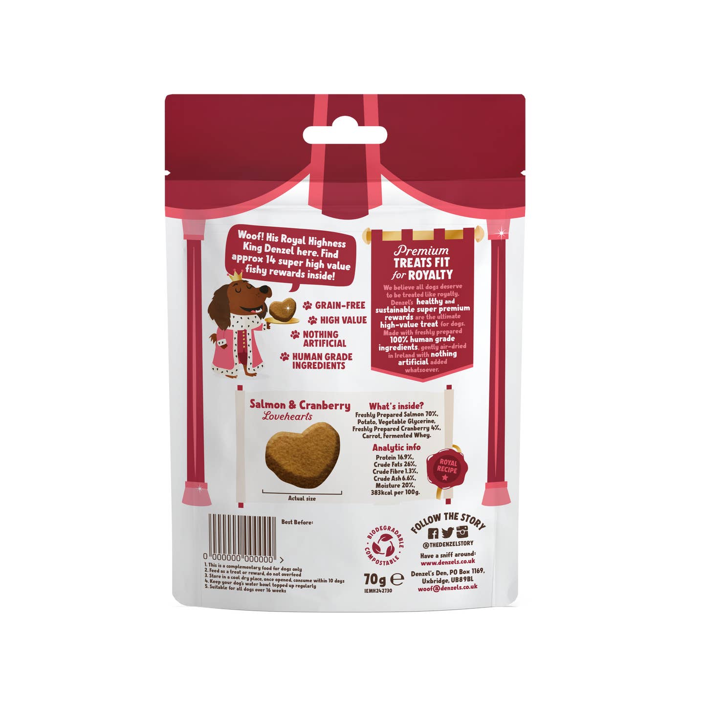 Denzel'S Salmon & Cranberry Love Hearts Rewards 70g