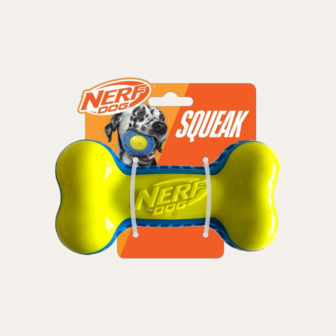 Nerf Dog TPR EXO Micro Squeak Bone 7in Blue/Green