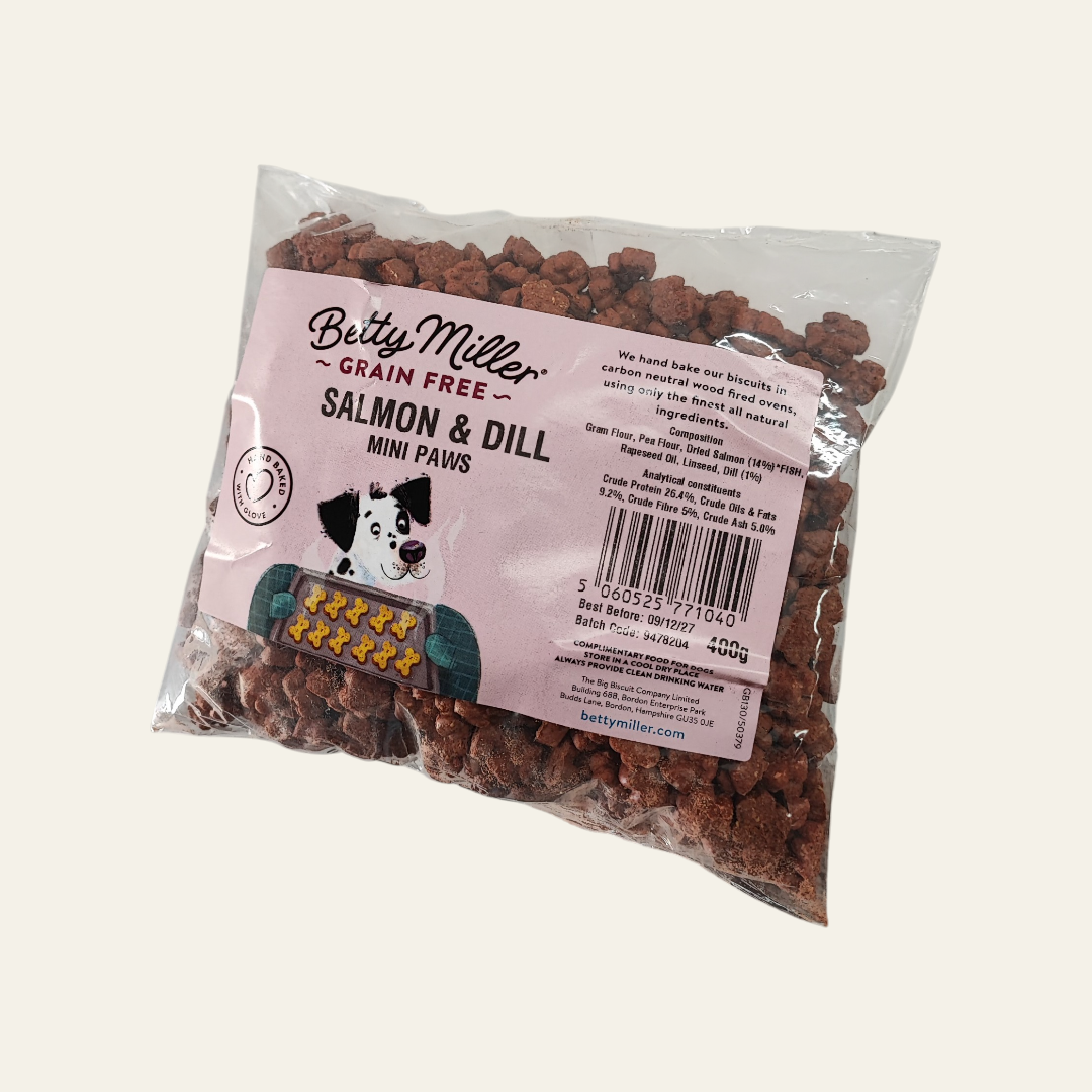 Betty Miller Grain Free Salmon & Dill Mini Paws 400g