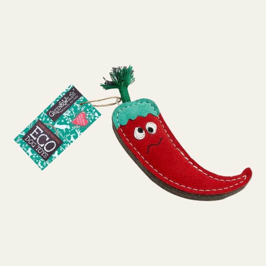 Green & Wilds Chad the Red Hot Chilli Pepper, Eco Dog Toy