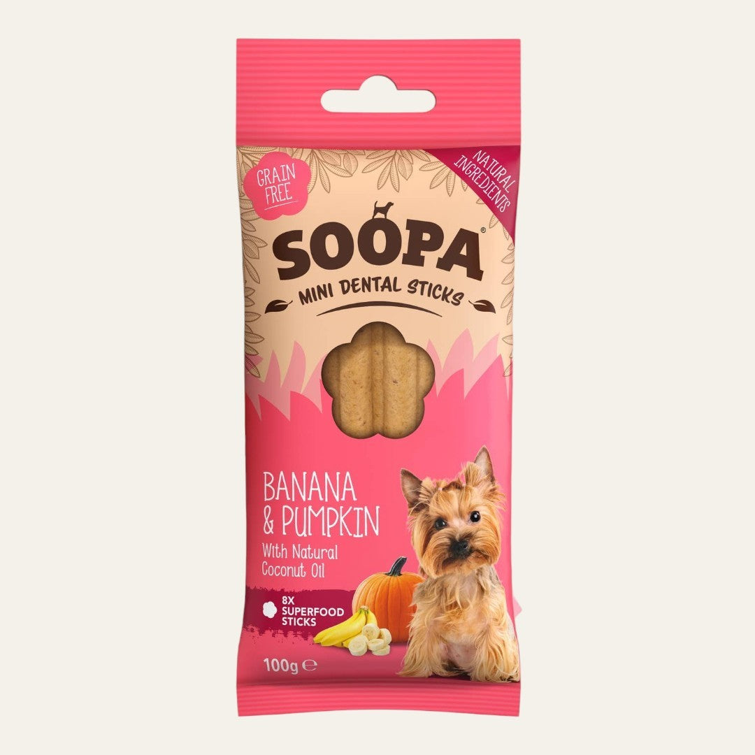 Soopa Mini Breed Banana & Pumpkin Dental Sticks 100g