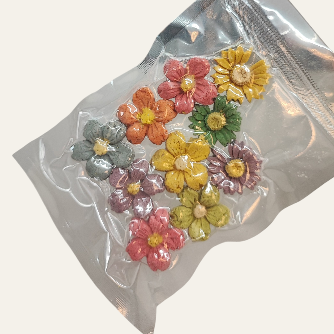 Freeze Dried Chicken & Goats Cheese Flowers