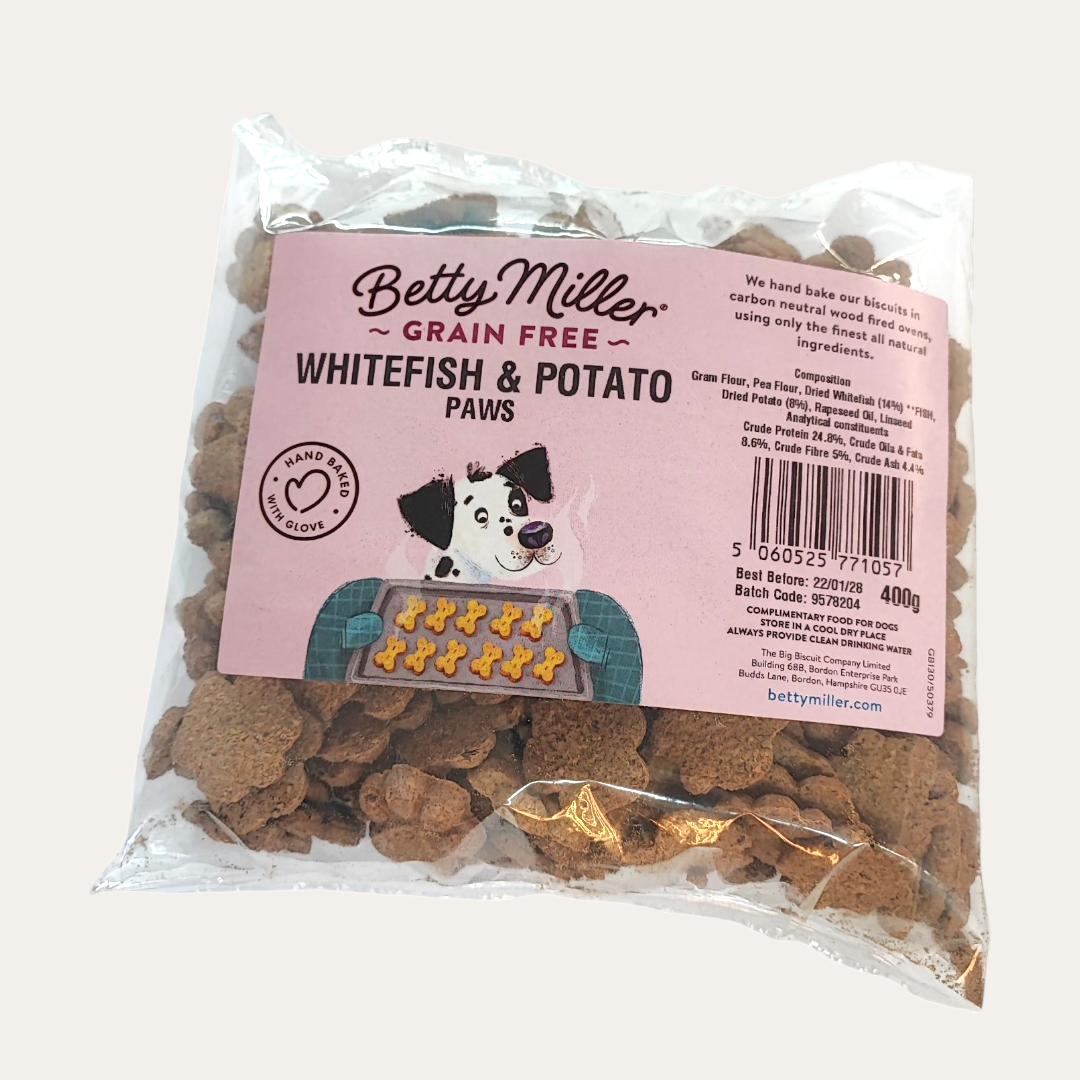 Betty Miller Whitefish & Potato Paws 400g