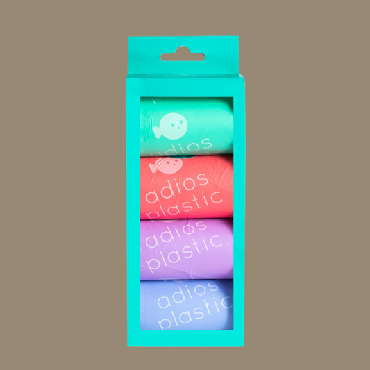 Adiós Plastic Compostable Poo Bags | Rainbow 8 Rolls