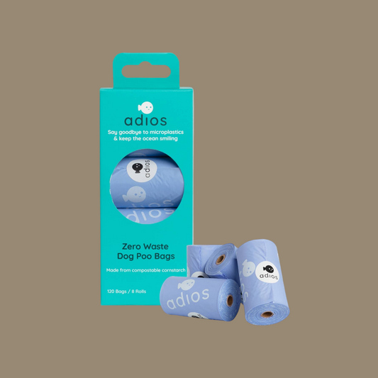 Adiós Plastic Compostable Poo Bags | Blue 8 Rolls