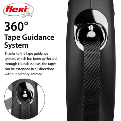 Flexi Black Classic Tape Dog Lead | 2 Sizes