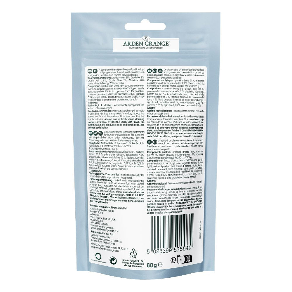 Arden Grange Dog Training Treats Grain Sensitive White Fish and Potato 80g