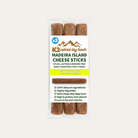 K2 Dog Treats Madeira Island Cheese Sticks Chicken 3Pk