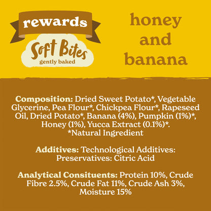 Forthglade Grain Free Soft Bite Natural Treats Rewards Honey & Banana 90g