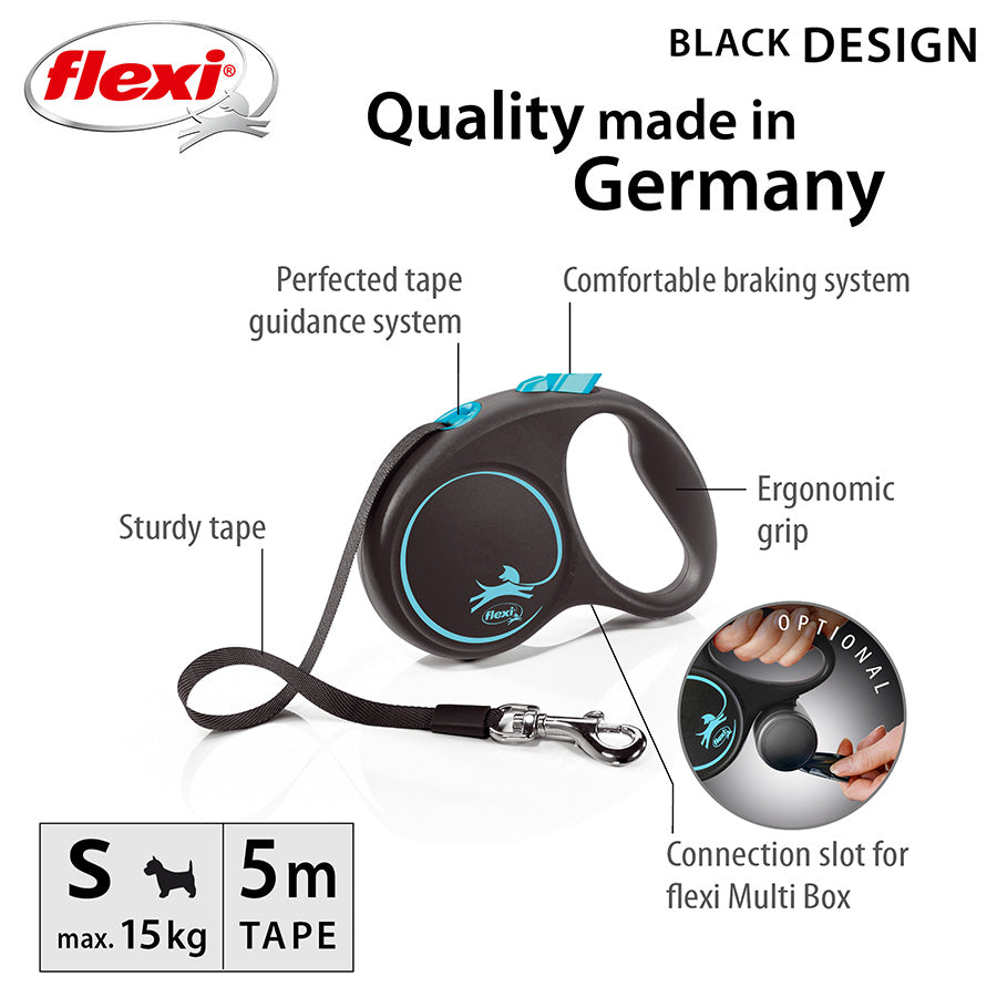 Flexi Black Classic Tape Dog Lead | 2 Sizes