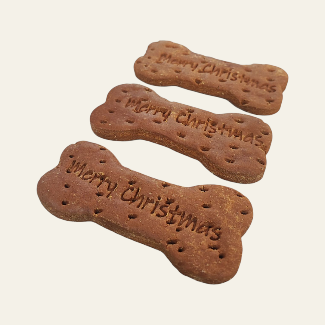 Banana & Peanut Butter "Merry Christmas" Biscuit Bone
