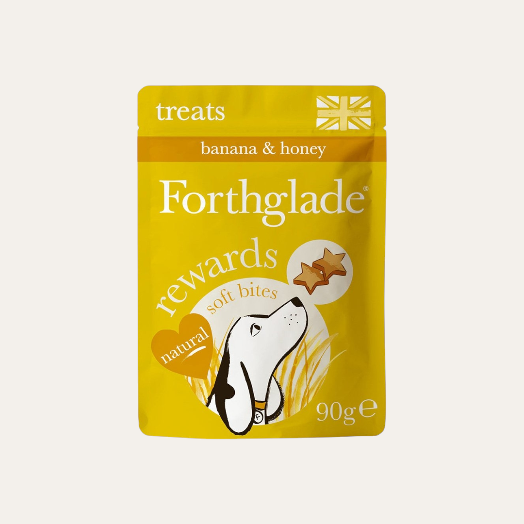 Forthglade Grain Free Soft Bite Natural Treats Rewards Honey & Banana 90g